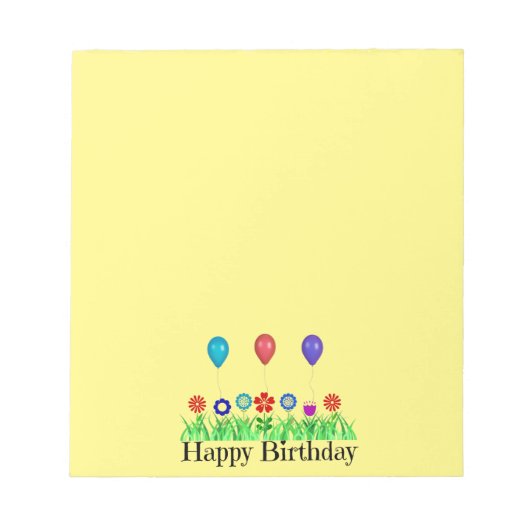 お誕生日おめでとう、風船 ノートパッド (正面)