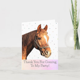 お誕生日おめでとう 馬に乗ってかわいい動物と一緒にワクワクする子供 サンキューカード