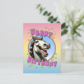 お誕生日おめでとう 馬 ポストカード (スタンド正面)