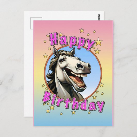 お誕生日おめでとう 馬 ポストカード (正面/裏面)