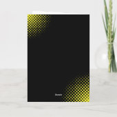 お誕生日おめでとう 黄色のコミック カートゥーン写真 ノートカード (裏面)