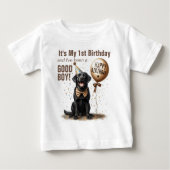 お誕生日おめでとう 黒ラブ カスタム ベビーTシャツ (正面)