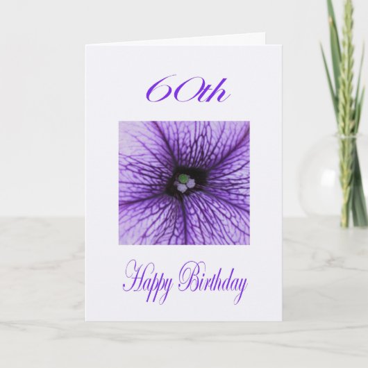 お誕生日おめでとう 60歳 紫の花 カード (正面)