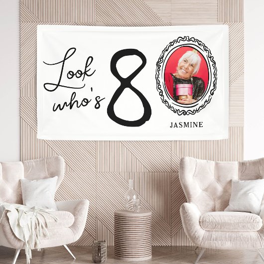 お誕生日おめでとう！８０歳の写真入り８０歳誕生日バナー 横断幕