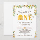 お誕生日おめでとう！1歳のハチの誕生日 招待状 (正面/裏面)