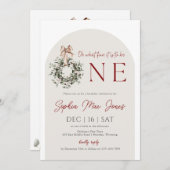 お誕生日おめでとう！1歳のバースデーにぴったりな、かわいいホリデー・バースデー・パーティーの招待状 招待状 (正面/裏面)