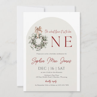 お誕生日おめでとう！1歳のバースデーに最適な、かわいいホリデー・バースデー・パーティーの招待状 招待状