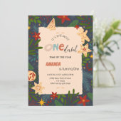 お誕生日おめでとう！1歳の男の子 - 青と金の冬 招待状 (スタンド正面)