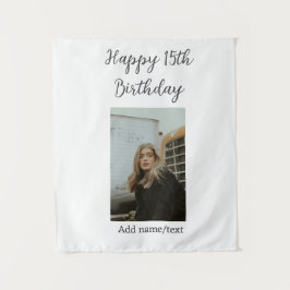 お誕生日おめでとう！15歳の誕生日 現代風名前フォトテキスト タペストリー
