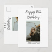 お誕生日おめでとう！15歳の誕生日 現代風名前フォトテキスト ポストカード (正面/裏面)