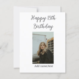 お誕生日おめでとう！15歳の誕生日 現代風名前フォトテキスト ポストカード