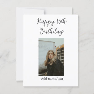 お誕生日おめでとう!15歳の誕生日 現代風名前フォトテキスト ポストカード