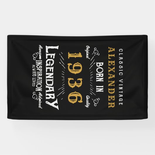 お誕生日おめでとう！1936年生まれ 90歳のあなたのための特別なレトロパーティ 横断幕 (横)