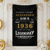お誕生日おめでとう!1936年生まれ 90歳のあなたへの特別なバースデーパーティー レトロスタイルで 横断幕