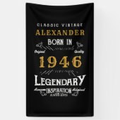 お誕生日おめでとう！1946年生まれ レトロパーティー 80歳 横断幕 (縦)