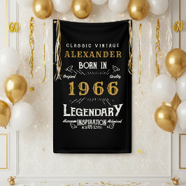 お誕生日おめでとう！1966年生まれの60歳バースデー レトロパーティ 横断幕
