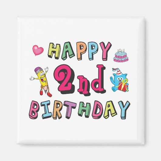 お誕生日おめでとう。2年b日 マグネット (正面)