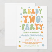 お誕生日おめでとう!2歳のバースデーパーティー 招待状 (正面/裏面)