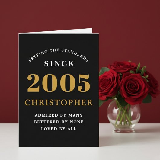 お誕生日おめでとう!2005年生まれ ヴィンテージ ブラック カスタマイズ可能 カード