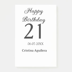 お誕生日おめでとう！21歳の誕生日を祝うシンプルな名前ミニマル ポストイット