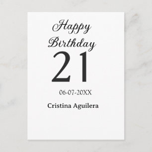 お誕生日おめでとう!21歳の誕生日を飾るシンプルな名前ミニマル ポストカード