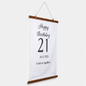 お誕生日おめでとう！21歳の誕生日を飾るシンプルな名前ミニマル 吊り下げ型タペストリー (傾斜あり)