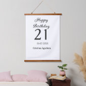 お誕生日おめでとう！21歳の誕生日を飾るシンプルな名前ミニマル 吊り下げ型タペストリー (寝室)