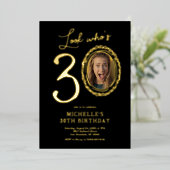 お誕生日おめでとう！30歳の記念写真付き大人誕生日 箔招待状 (立ち正面)