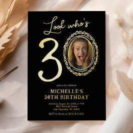 お誕生日おめでとう!30歳の記念写真付き大人誕生日 箔招待状