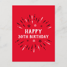 お誕生日おめでとう！30歳の誕生日 花火 赤 黒 白 ポストカード