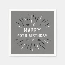 お誕生日おめでとう！40歳の誕生日 花火 グレー ブラック ホワイト