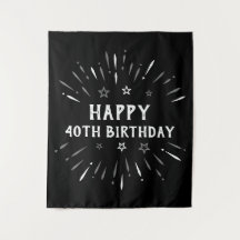 お誕生日おめでとう！40歳の誕生日 花火 黒 白 グレー