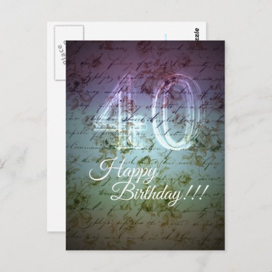 お誕生日おめでとう!!! 40歳 ポストカード (正面/裏面)