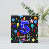 お誕生日おめでとう 5歳 カード (スタンド正面)