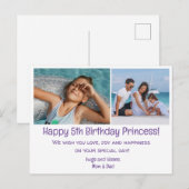 お誕生日おめでとう(5歳)、家族の2枚の写真 ポストカード (正面/裏面)
