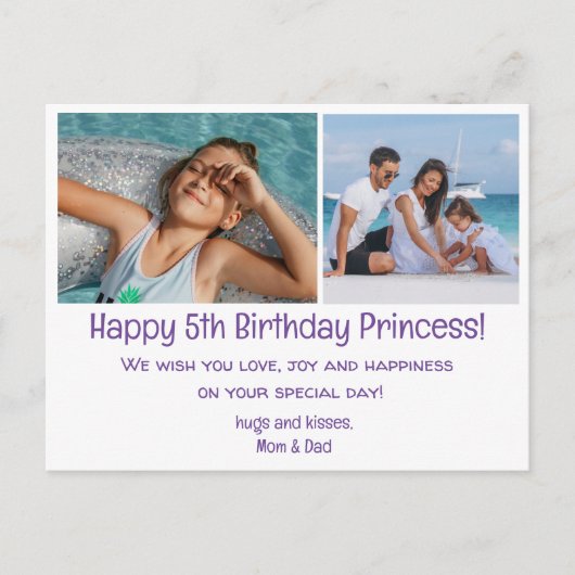 お誕生日おめでとう（5歳） , 2枚の写真 家族 ポストカード (正面)