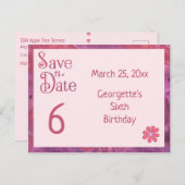 お誕生日おめでとう！6歳の女の子の誕生日パーティーのお知らせ 案内ポストカード (正面/裏面)