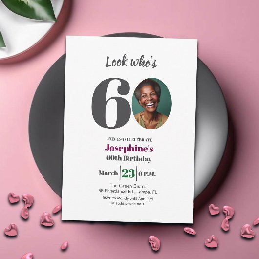 お誕生日おめでとう！60歳の記念写真 招待状