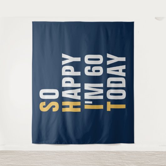 お誕生日おめでとう！60歳の誕生日バックドロップバナー タペストリー (正面)