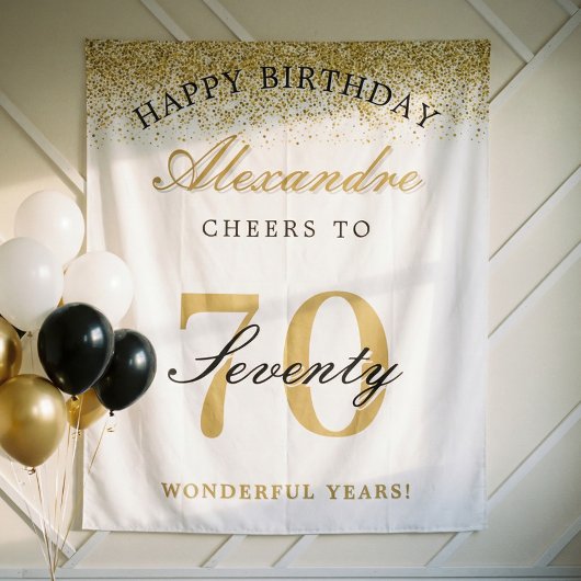 お誕生日おめでとう　70歳のお祝い乾杯！ タペストリー