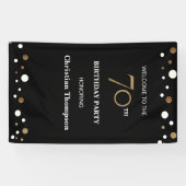 お誕生日おめでとう！70歳のゴールドとブラックのコンフェッティ 横断幕 (横)