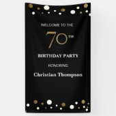 お誕生日おめでとう！70歳のゴールドとブラックのコンフェッティ 横断幕 (縦)