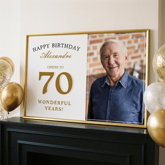 お誕生日おめでとう 70歳のバースデーパーティーサイン（写真入りカスタムポスター） ポスター