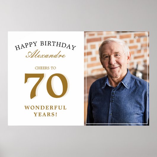 お誕生日おめでとう 70歳のバースデーパーティーサイン(写真入りカスタムポスター) ポスター (正面)