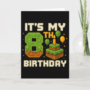 お誕生日おめでとう!8歳の誕生日おめでとう ゲーマー ピクセル ボーイ カード