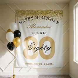 お誕生日おめでとう　80歳のお祝い乾杯！ タペストリー