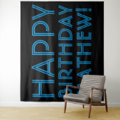 お誕生日おめでとう(ANY NAME)| 青と黒(またはDIY) タペストリー (インサイチュ)