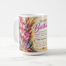 お誕生日おめでとう August 誕生花 名入れギフト コーヒーマグカップ