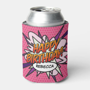 お誕生日おめでとう Pink Fun パーソナライズ 缶クーラー