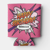 お誕生日おめでとう Pink Fun パーソナライズ 缶クーラー (正面)